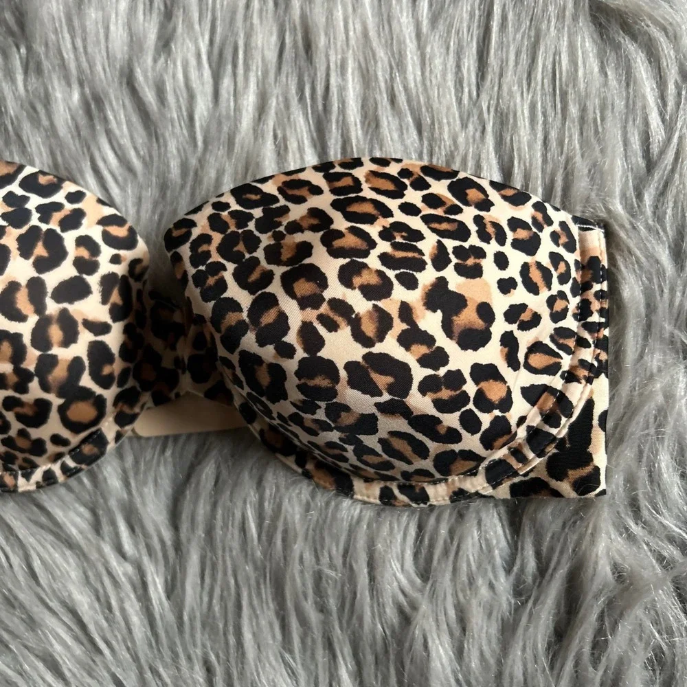 Victoria's Secret‎ Strapless Lightly Lined Bra Womens Size 32D Brown Leopard